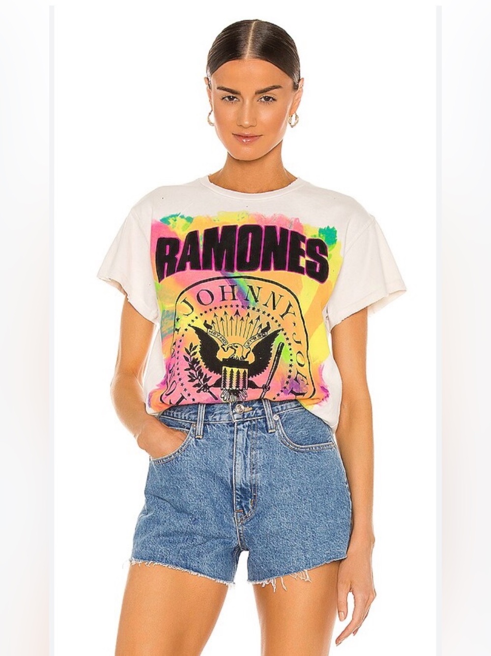 Madeworn Ramones Tee distressed Graphic Tie-Dye Crew Neck Tee